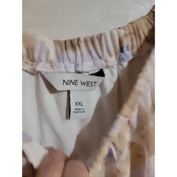 Nine West Blouse Layered Elastic Waist sz XXL Floral - Picture 3 of 5